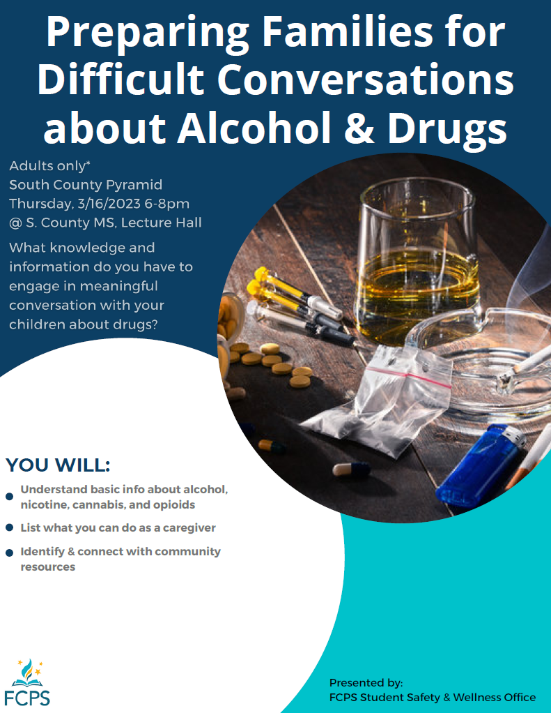 Flyer for South County Pyramid Event: "Preparing Families for Difficult Conversations about Alcohol and Drugs"